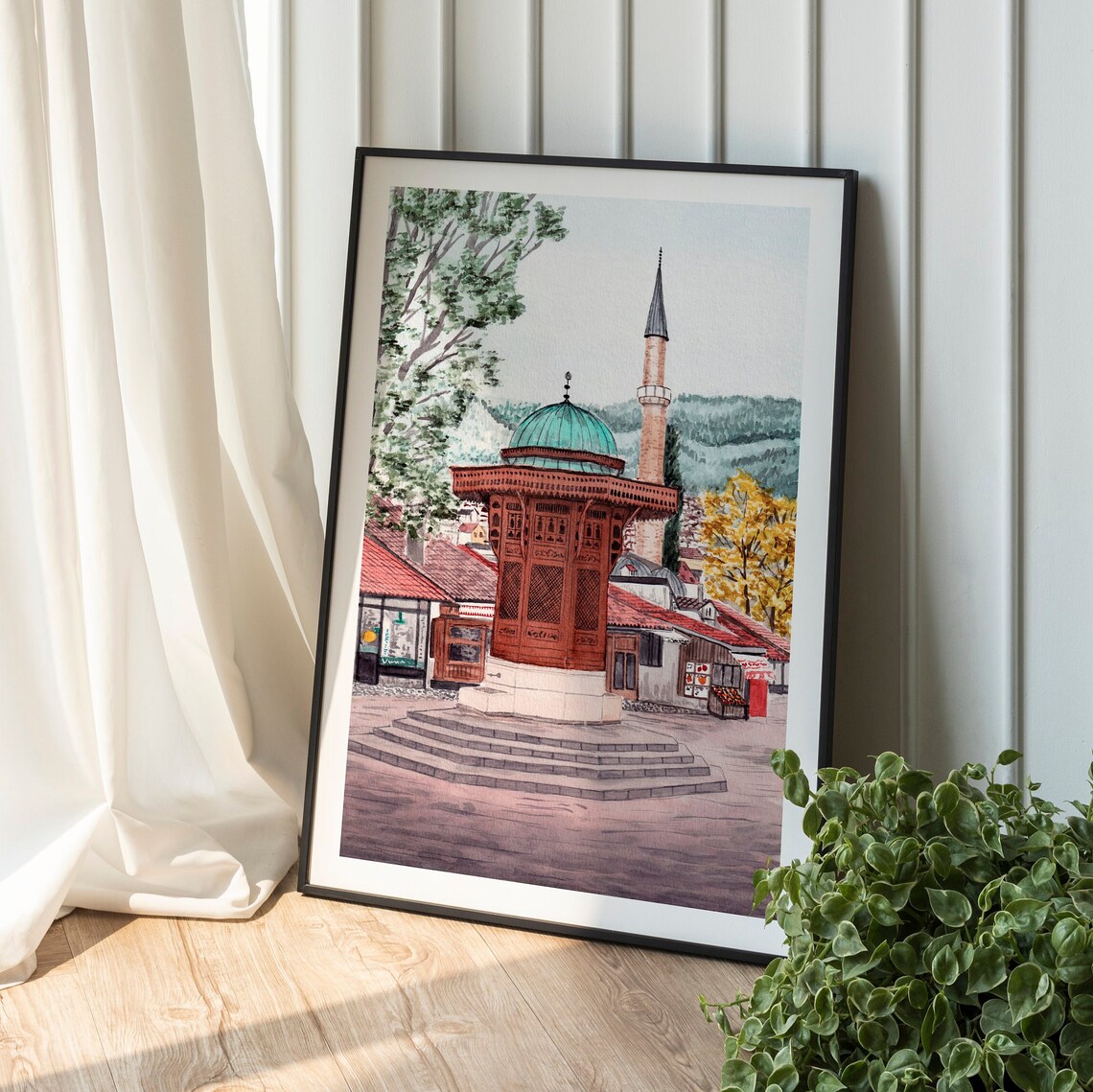 Sarajevo Bosnia Watercolor Art Print, Europe Travel - Image 3