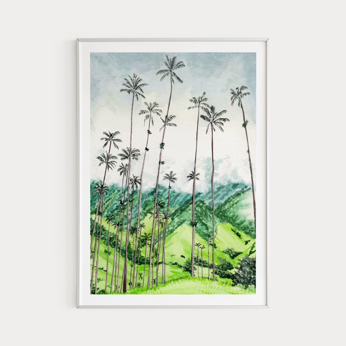 Cocora Valley Travel Poster, Colombia Tropical Art