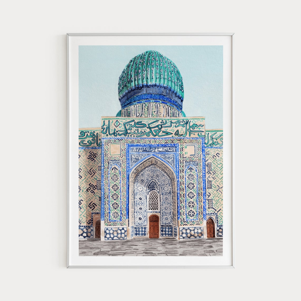 Turkestan Kazakhstan Turquoise Dome Mausoleum Tiled Art Poster