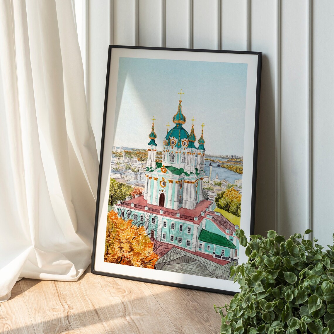 Kiev Watercolor Cityscape, Saint Andrews Church Art Print - Image 3
