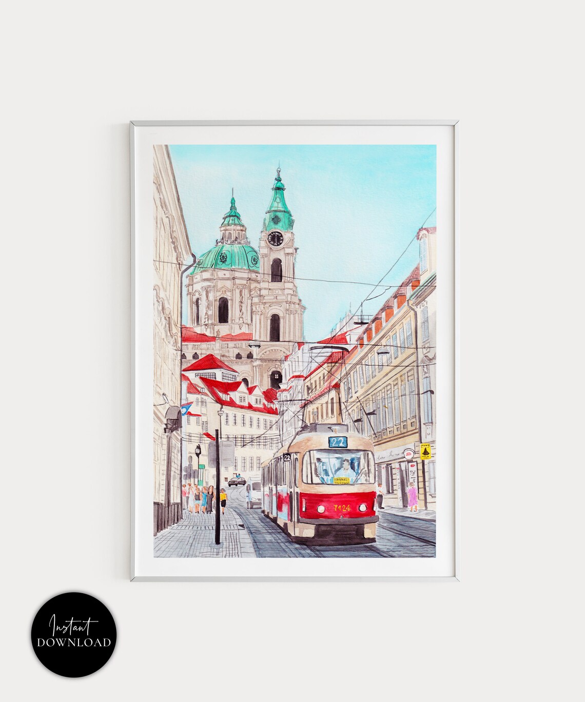 Prague, Czech Republic Travel Poster, Cityscape