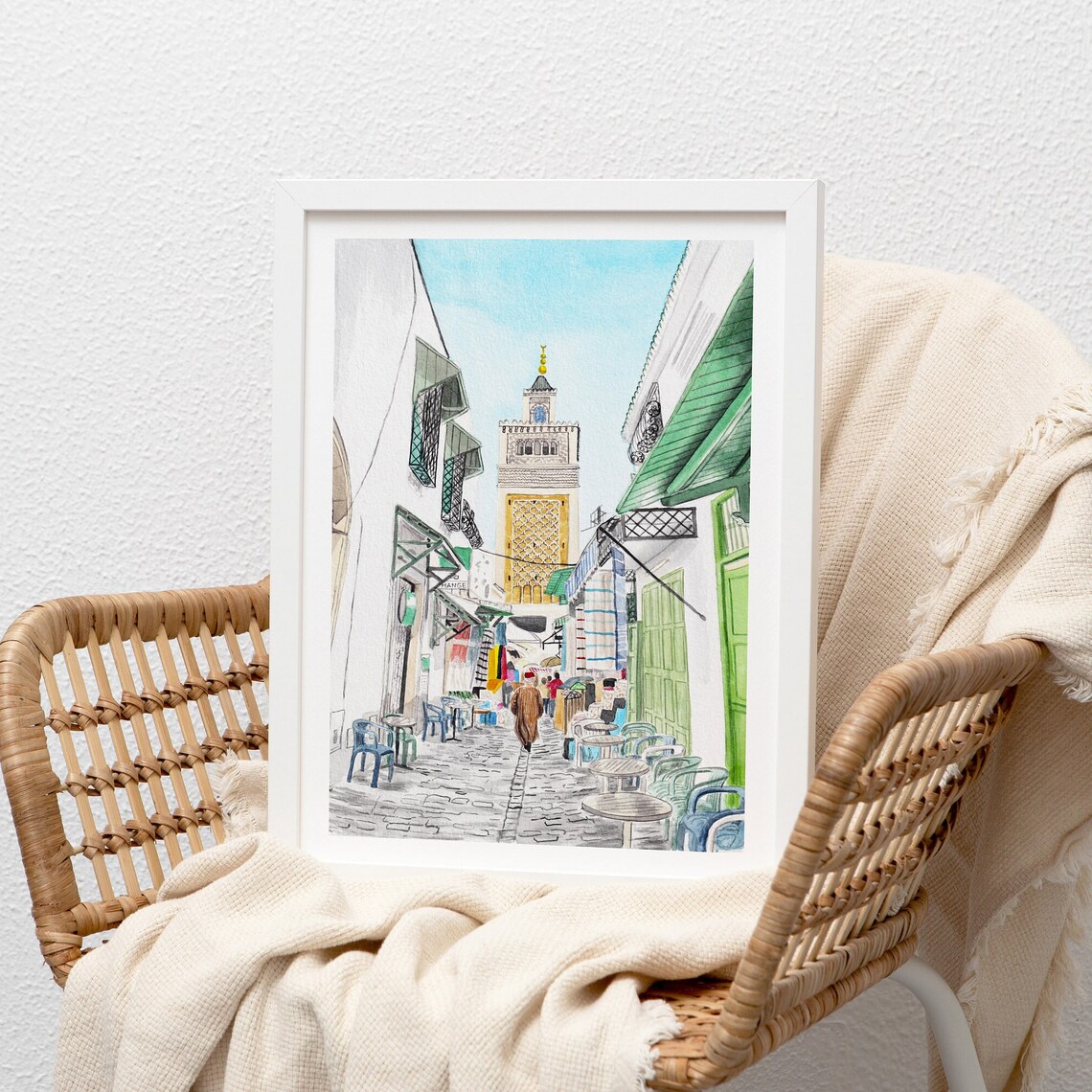 Zaytuna Mosque Tunisia Travel Poster, Tunis Cityscape - Image 2