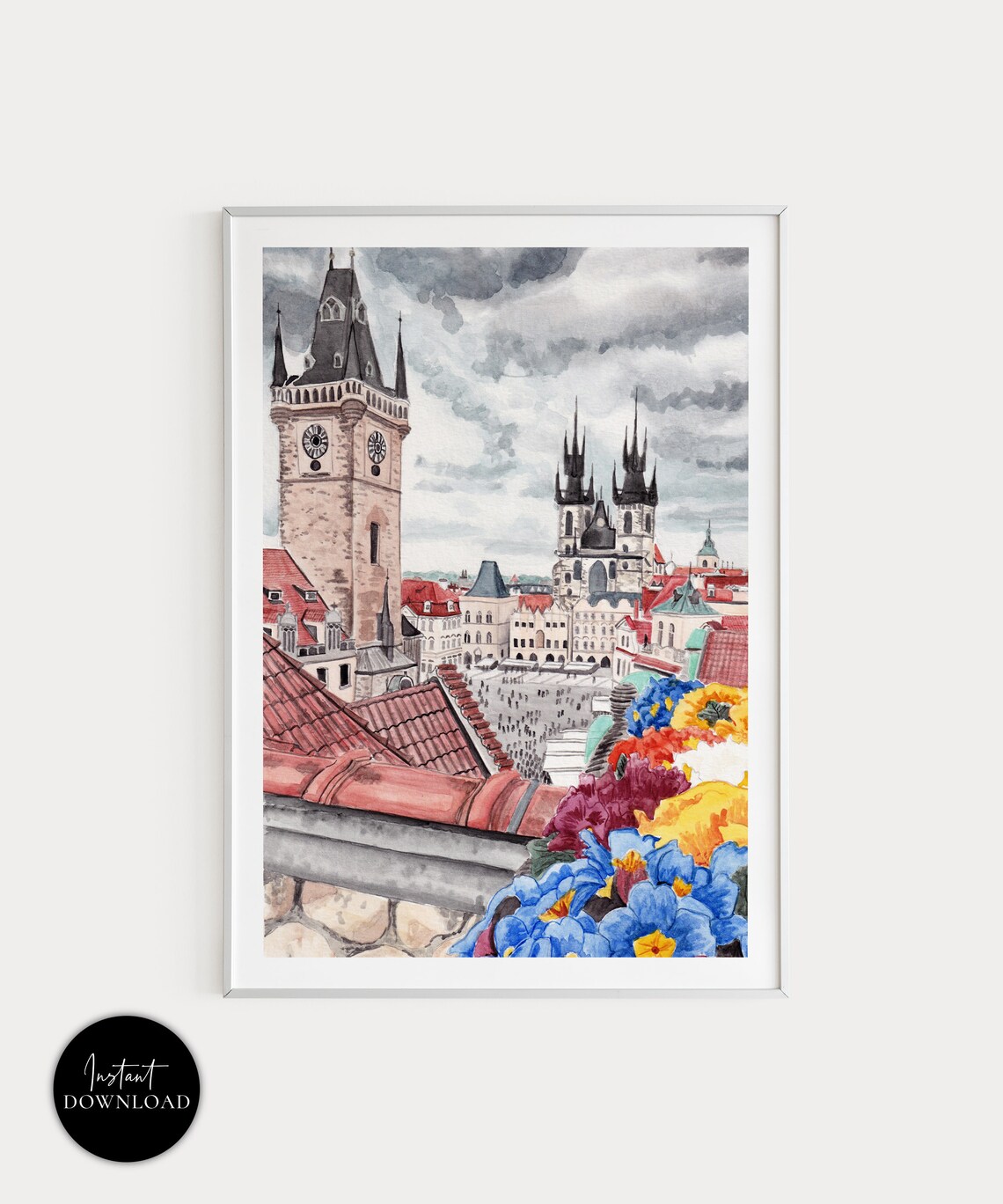 Prague Czech Republic Travel Poster, Cityscape