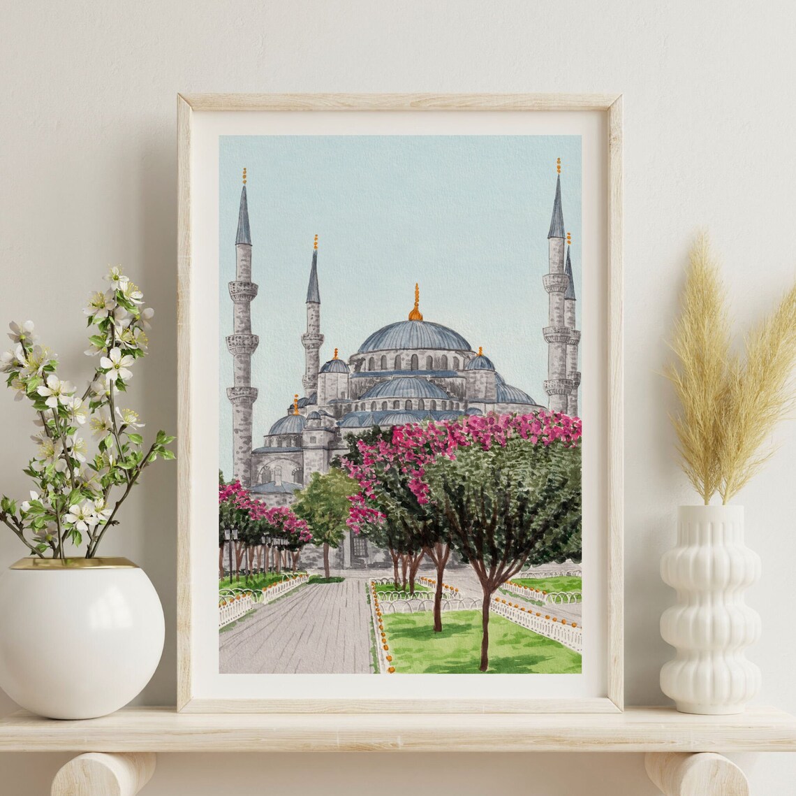 Blue Mosque Watercolor Print, Istanbul Travel Art - Image 3