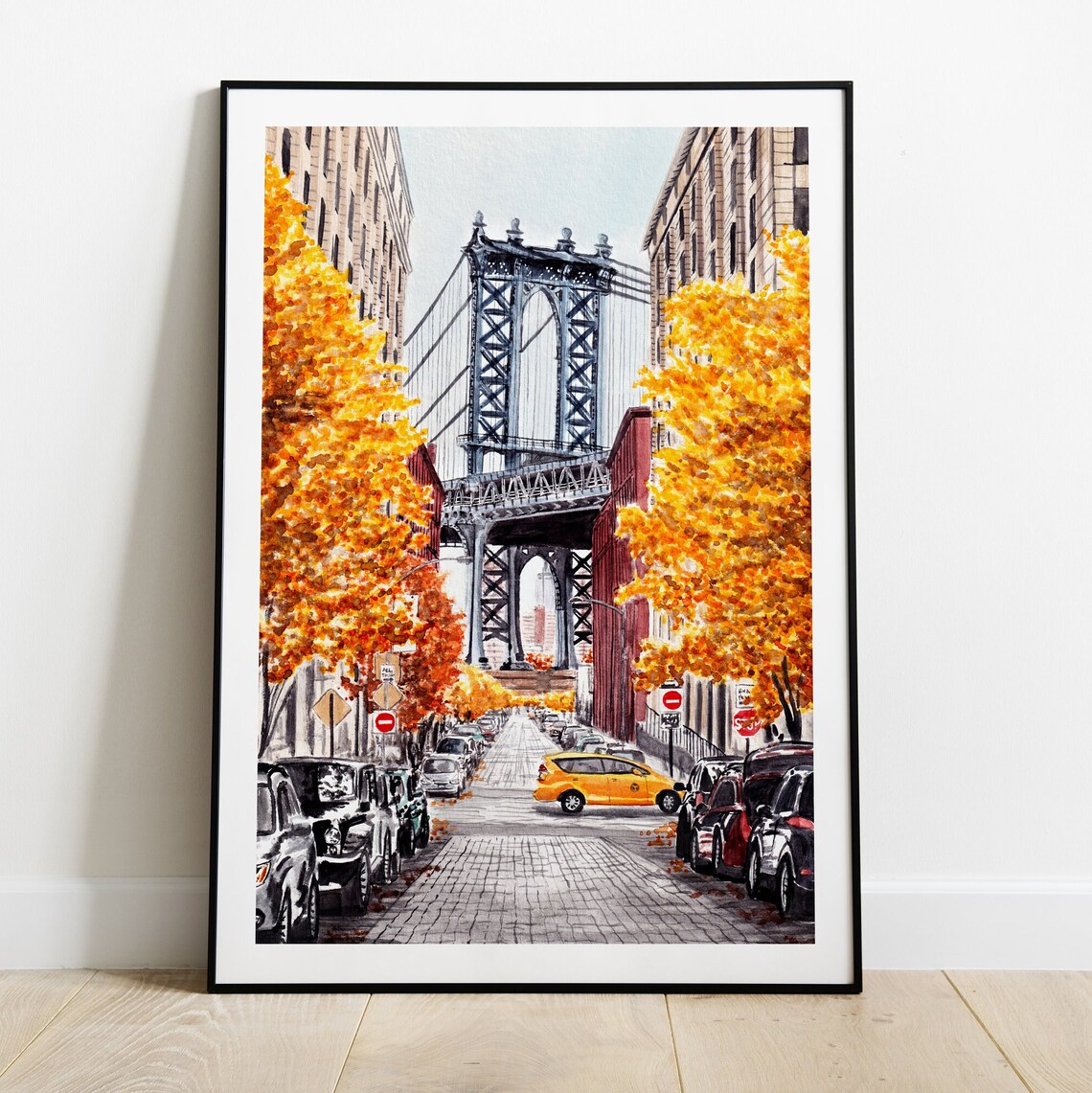 Manhattan Bridge Watercolor Art Print, New York - Image 2