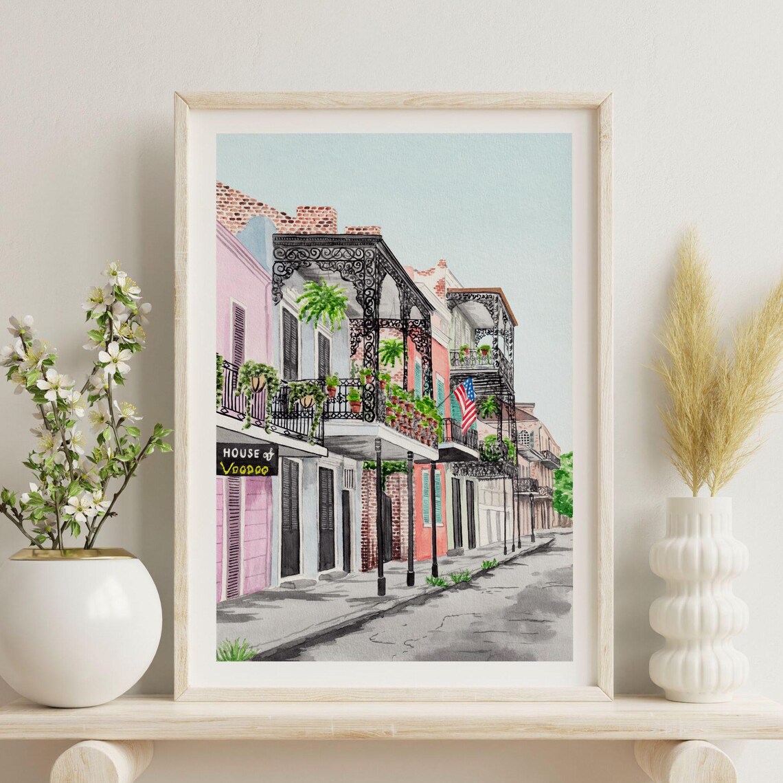 New Orleans Watercolor Travel Poster, French Quarter - Image 3