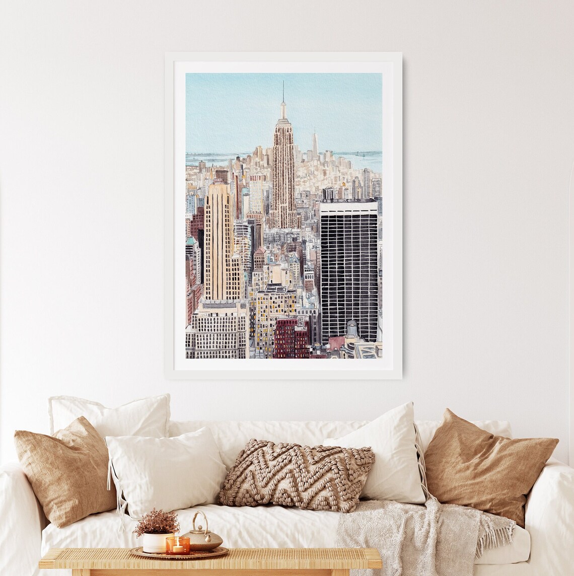New York Skyline Watercolor Travel Poster Art Print - Image 2