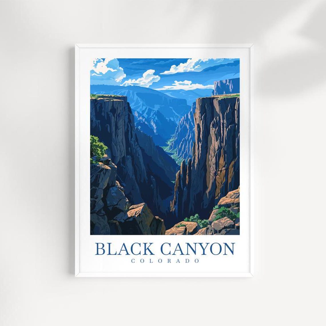 Black Canyon Colorado Deep Gorge Cliffs Illustrated Travel Poster