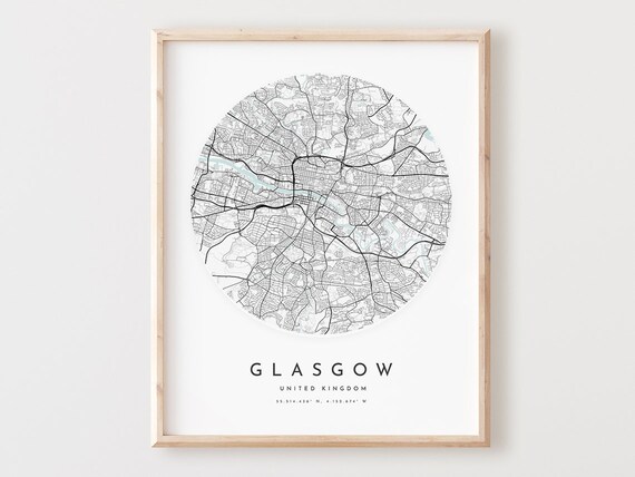 Glasgow Map Print City Street Art Poster