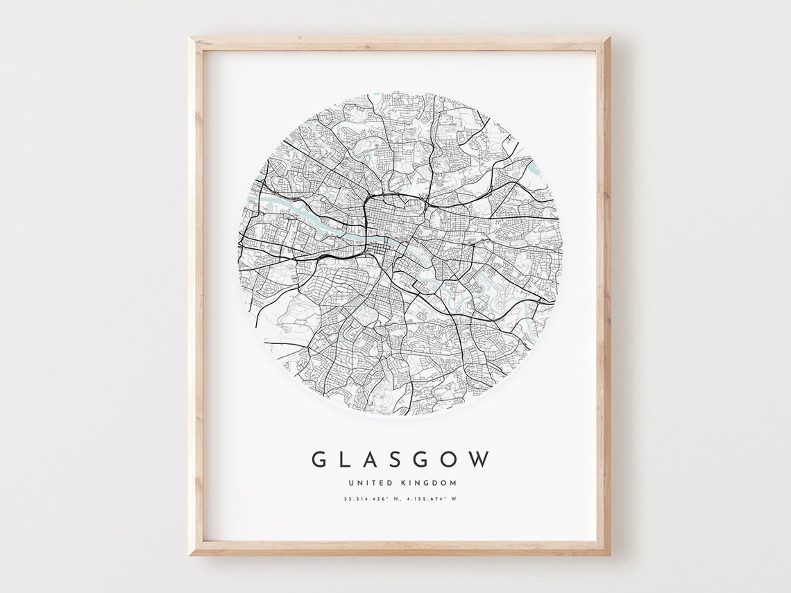 Glasgow United Kingdom Circular City Map Minimalist Wall Poster