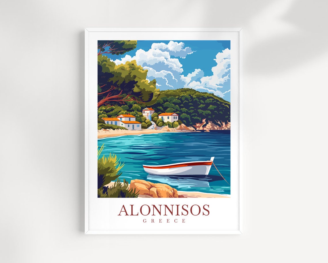 Alonnisos Travel Print Wall Art Alonnisos Greece Wall Hanging Home Decoration Alonnisos Gift Art Lovers Wall Art Print Alonnisos Greece