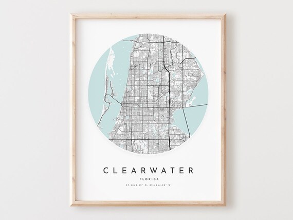 Clearwater Florida Map Print Modern City Street Art