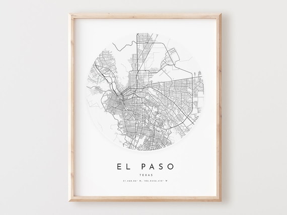 El Paso Map Print Texas City Street Art