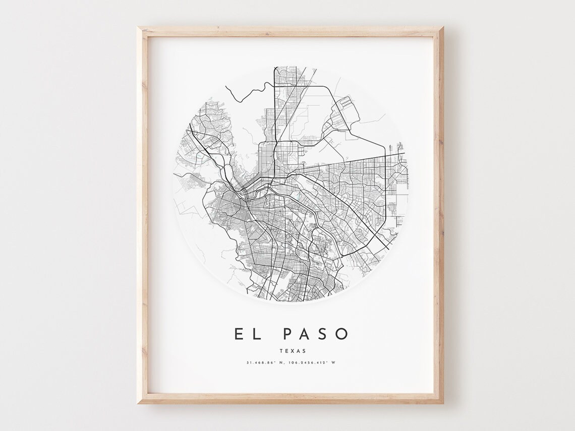 El Paso Map Print Texas City Street Art