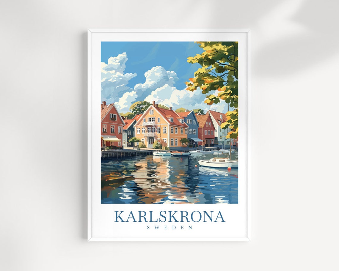 Karlskrona Travel Print Travel Gift Sweden Wall Hanging Poster For Swedish Travel Dcor Wall Art For Travel Gift Wall Art Karlskrona Art