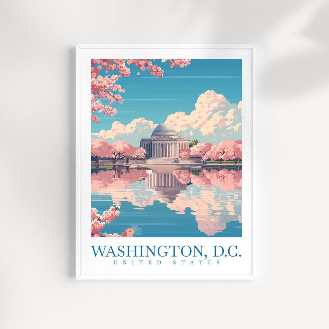 Washington DC Jefferson Memorial Cherry Blossom Travel Poster