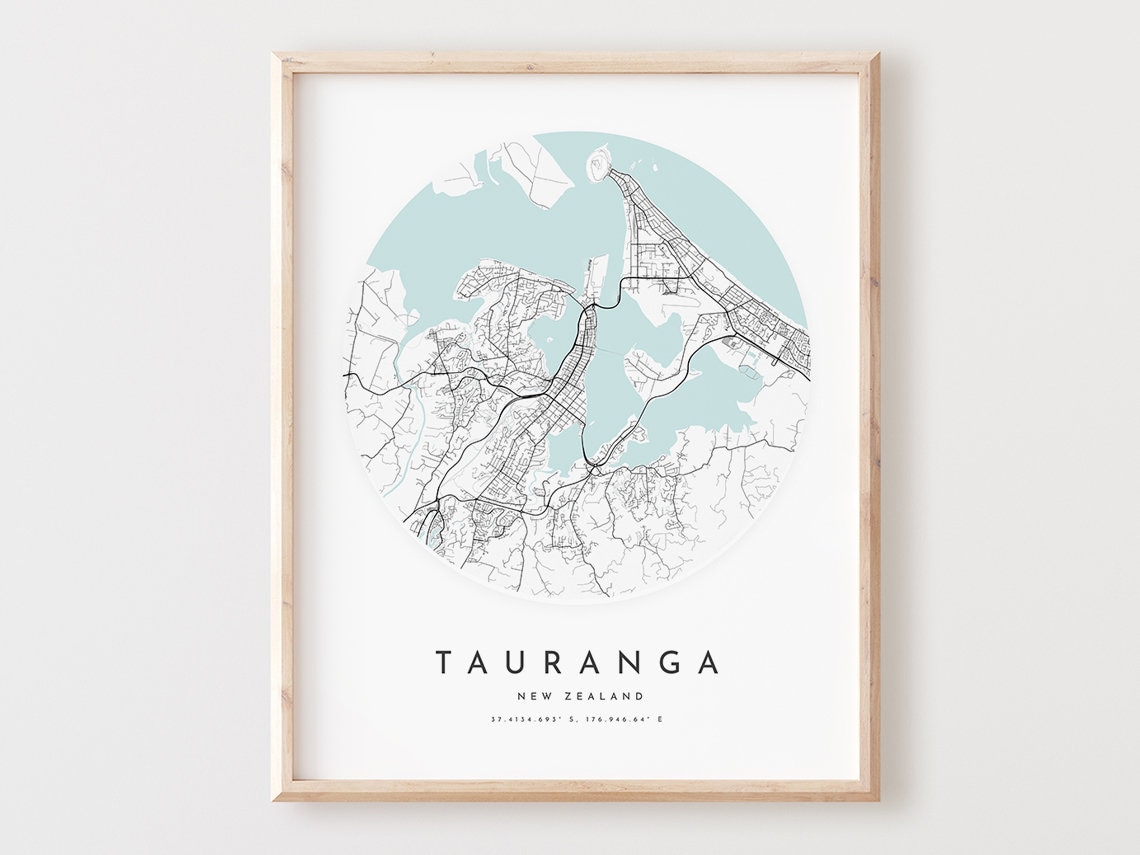 Tauranga Map Print, City Street Travel Poster