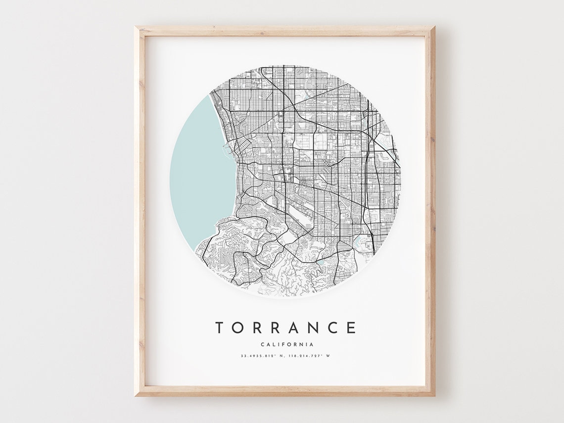 Torrance Map Print, City Street Travel Poster