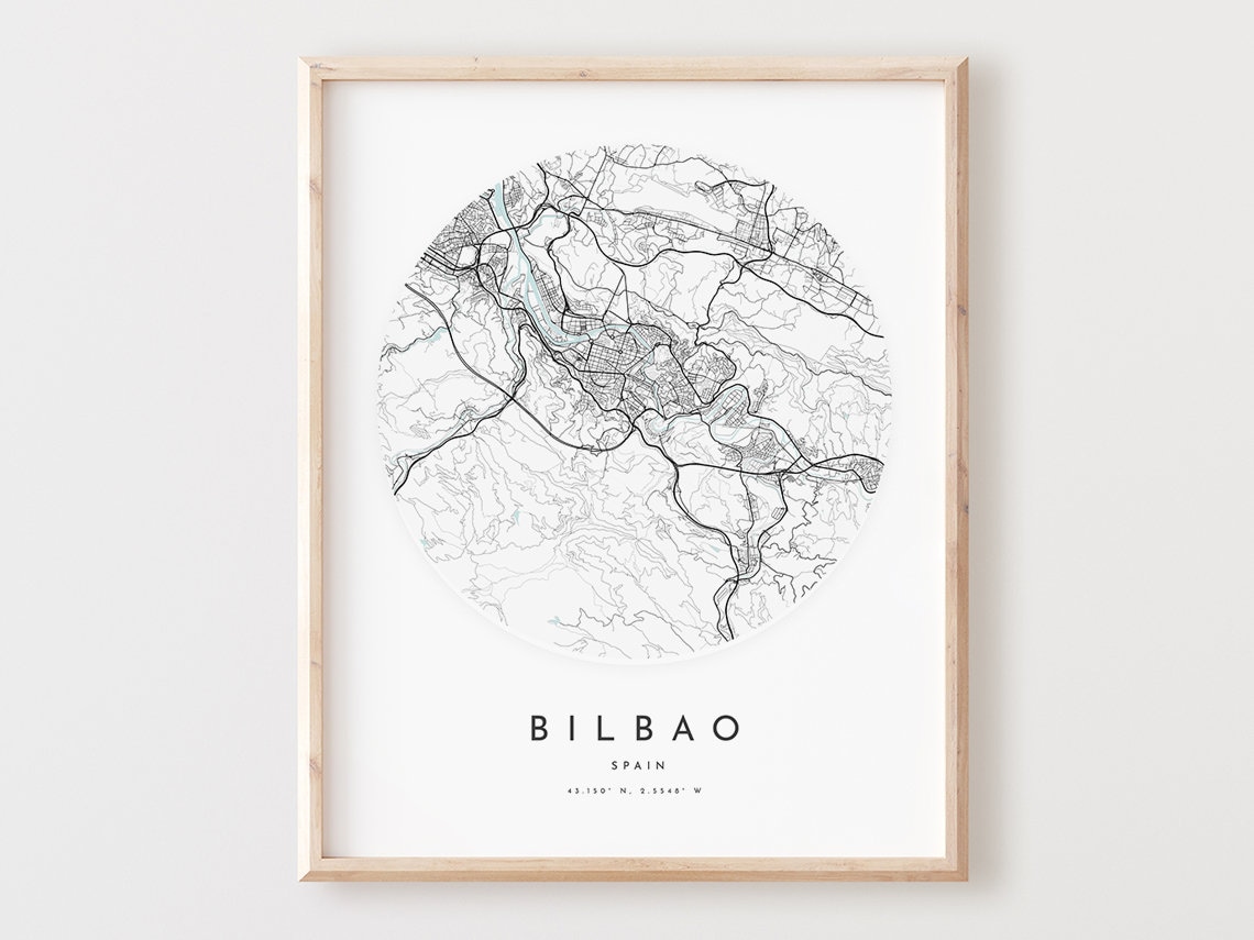 Bilbao Spain Circular City Street Map Minimalist Decor Poster