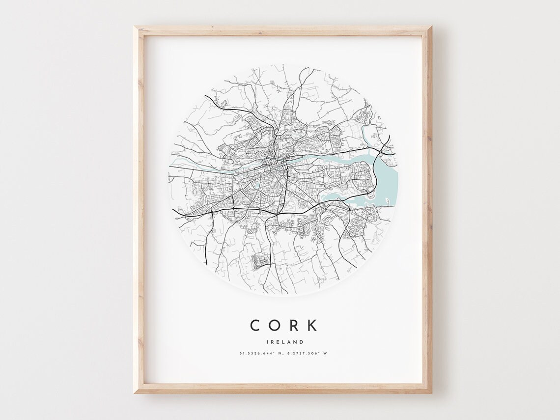 Cork Ireland Map Print Modern City Wall Art