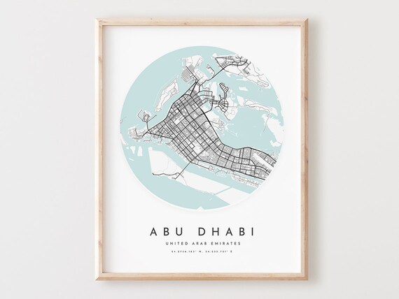 Abu Dhabi Map Print Modern City Street Art