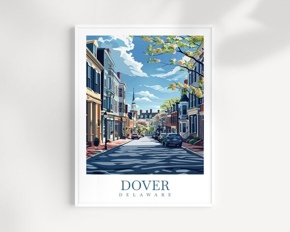 Dover Delaware Historic Main Street Town Cityscape Travel Poster