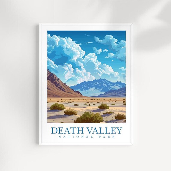 Death Valley National Park Desert Valley With Mountains And Clouds Poster