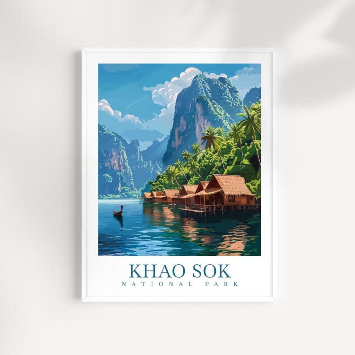 Khao Sok National Park Thailand Floating Huts Karst Lake Travel Poster