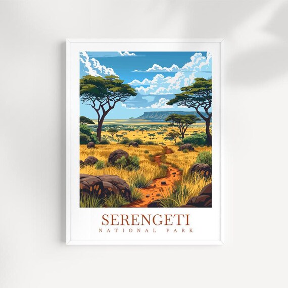 Serengeti National Park Golden Savanna Kopjes Wildlife Trail Poster