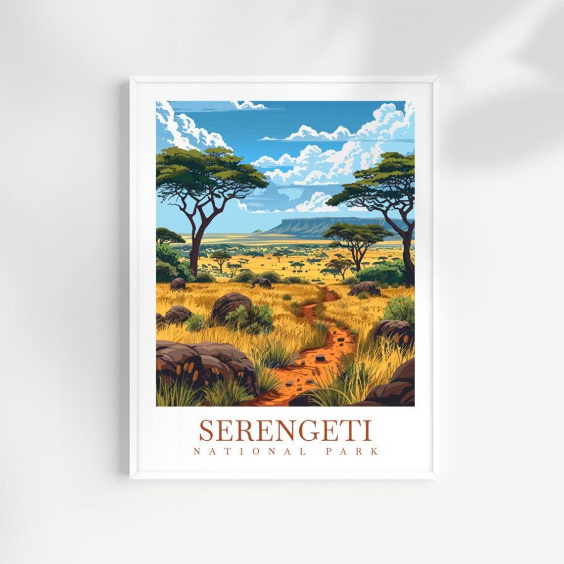 Serengeti National Park Golden Savanna Kopjes Wildlife Trail Poster