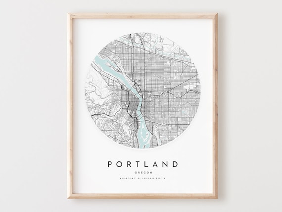 Portland Oregon Map Print City Street Art Poster