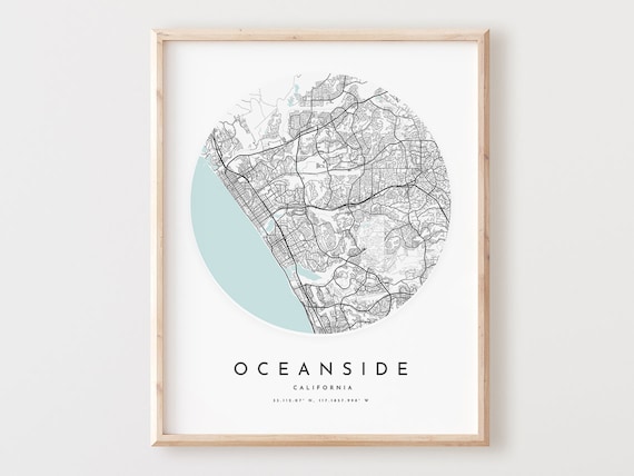 Oceanside Map Print Modern City Street Art