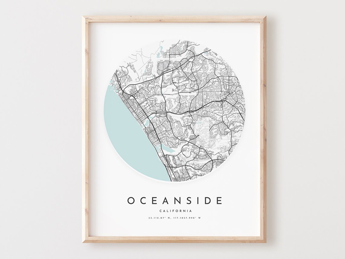 Oceanside Map Print Modern City Street Art