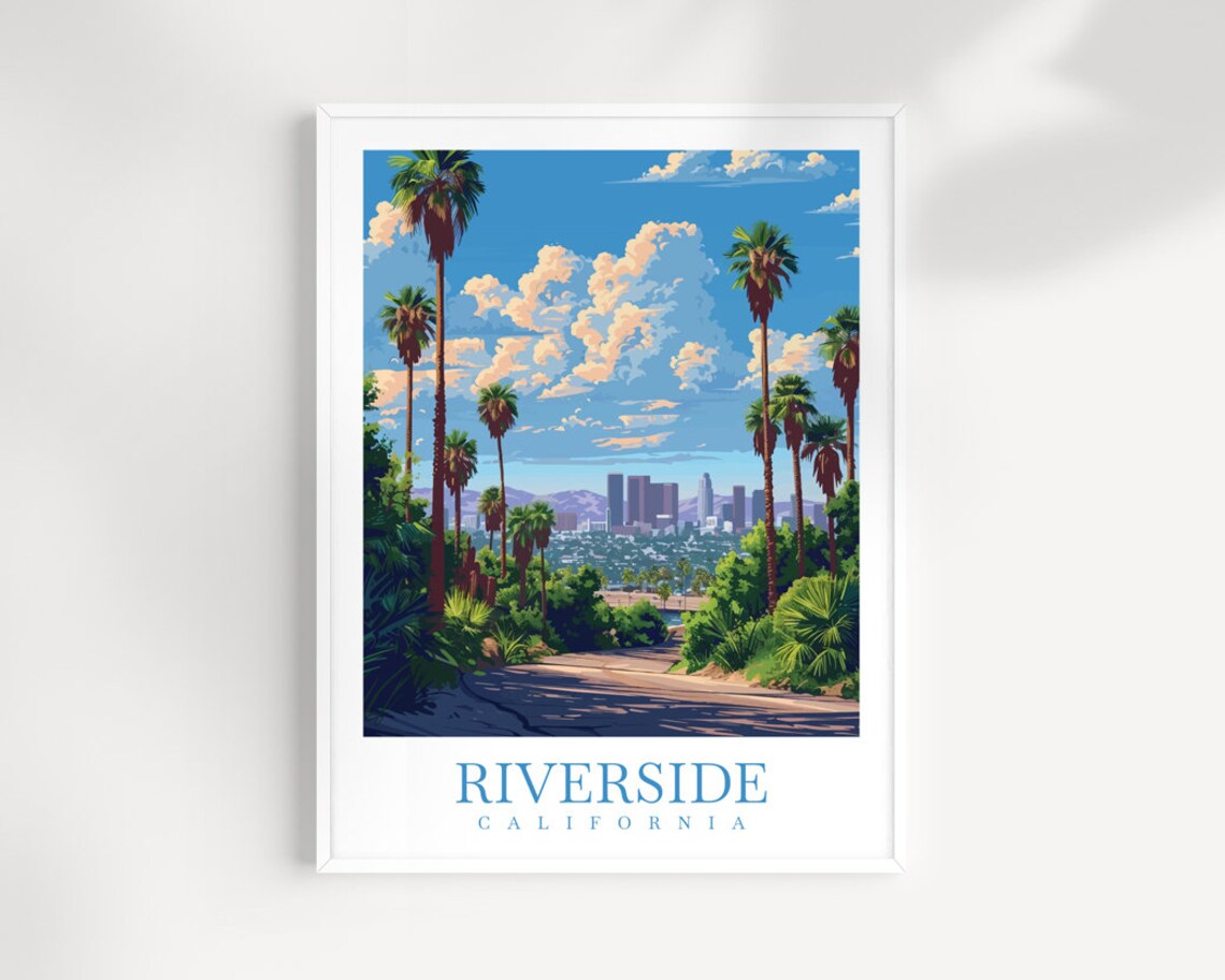 Riverside California Palm Trees Skyline Mountain View Poster