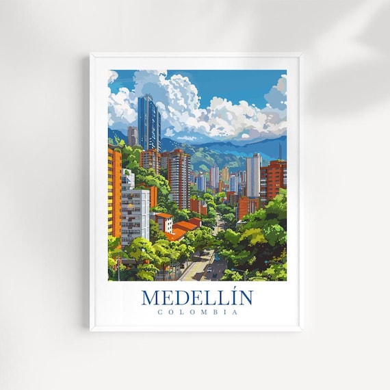 Medelln Colombia Travel Print Cityscape Wall Art