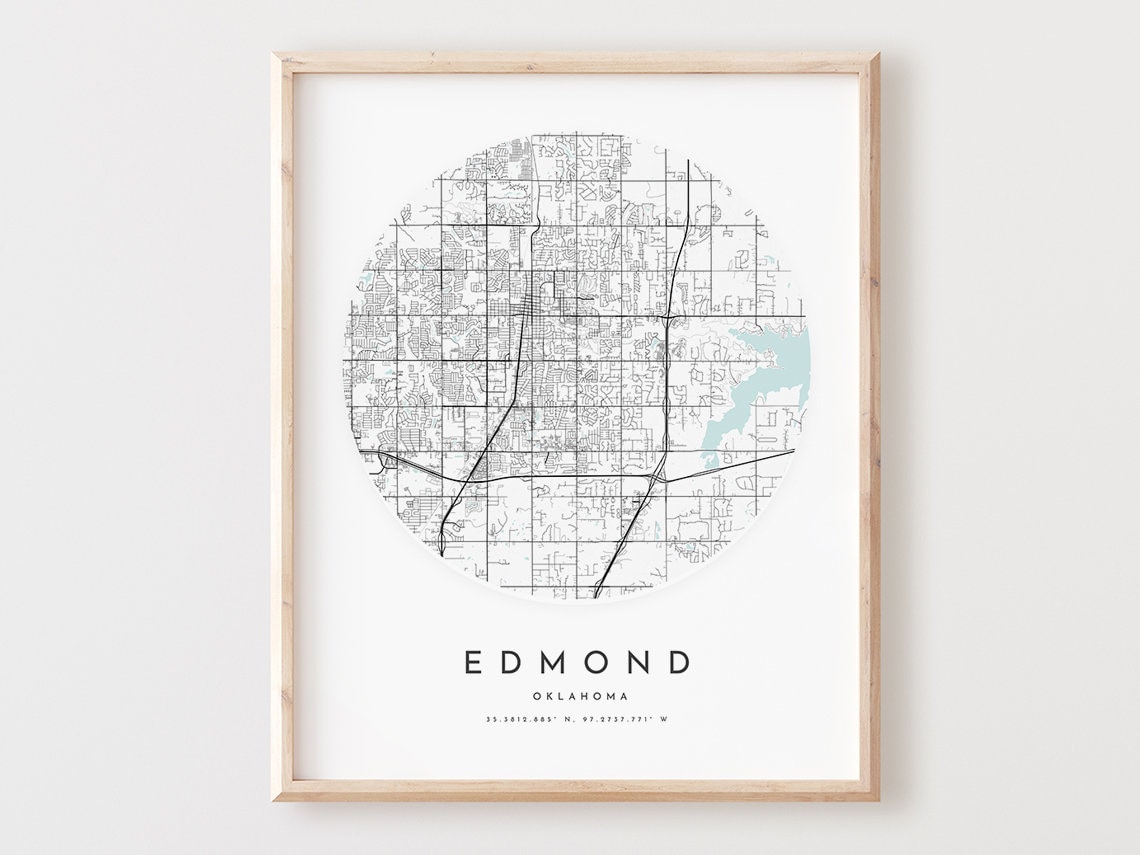 Edmond Oklahoma Minimalist City Street Map Circle Art Poster