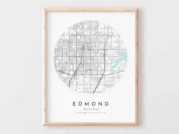 Edmond Oklahoma Map Print Minimalist City Street Art
