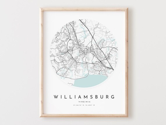Williamsburg Virginia Map Print City Street Art Poster