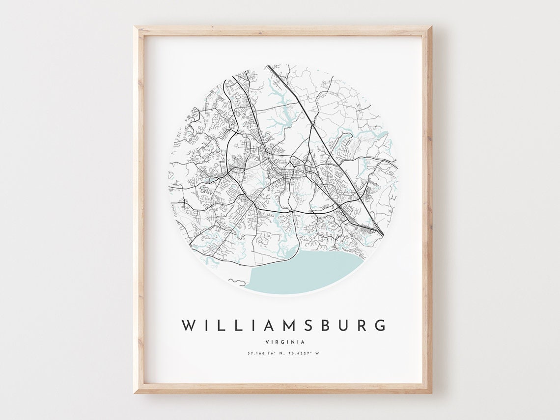 Williamsburg Virginia City Street Map Circle Minimalist Poster