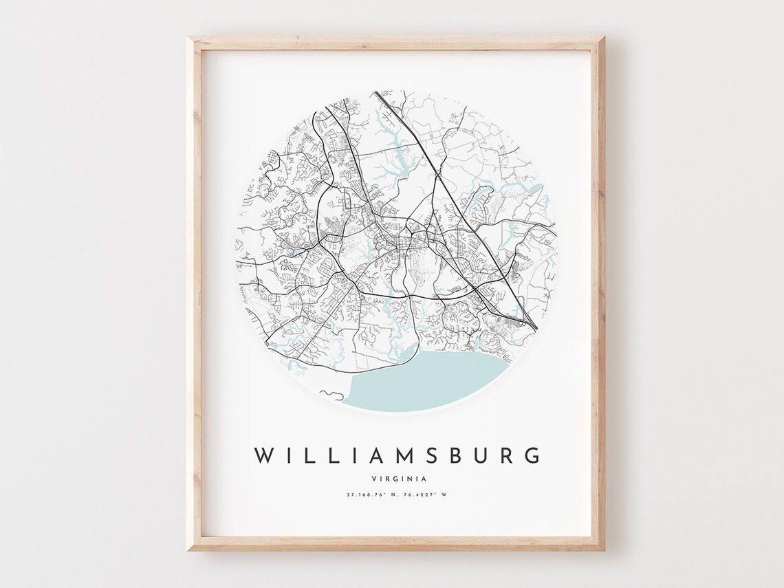 Williamsburg Virginia Map Print City Street Art Poster