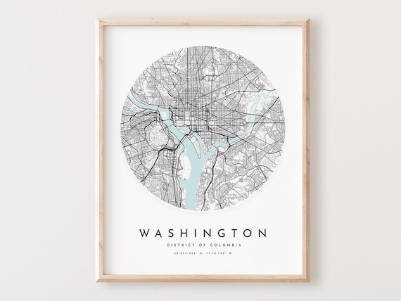 Washington Dc Map Print Minimalist City Street Art