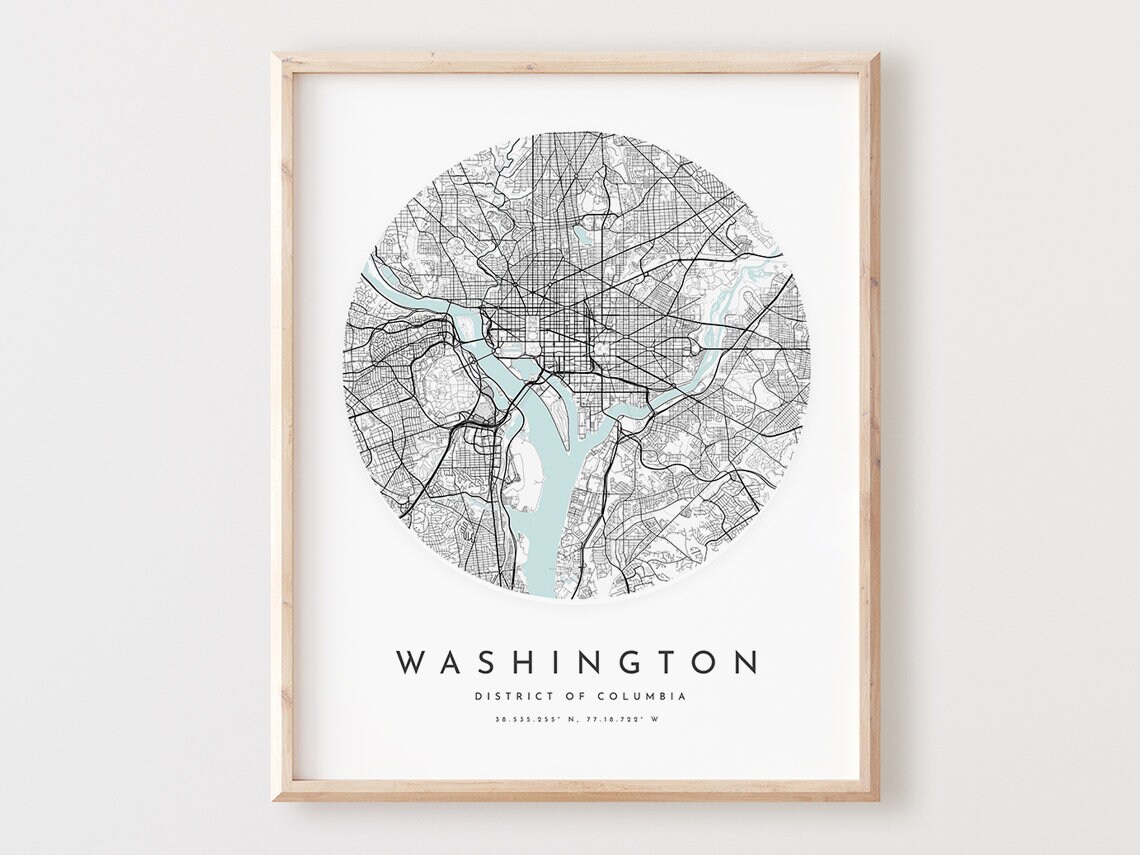 Washington Dc Map Print Minimalist City Street Art