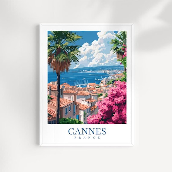 Cannes France Travel Poster Coastal City Art Print