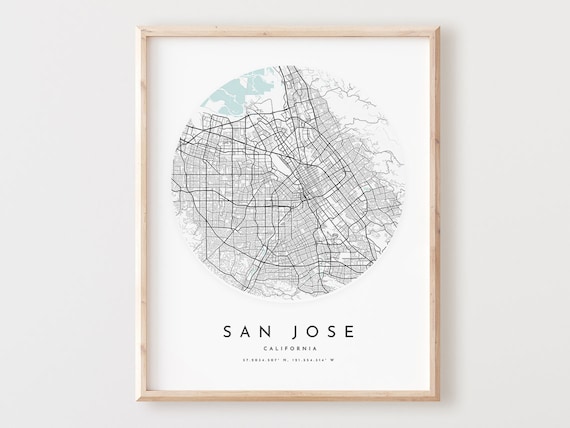 San Jose Map Print City Street Wall Art