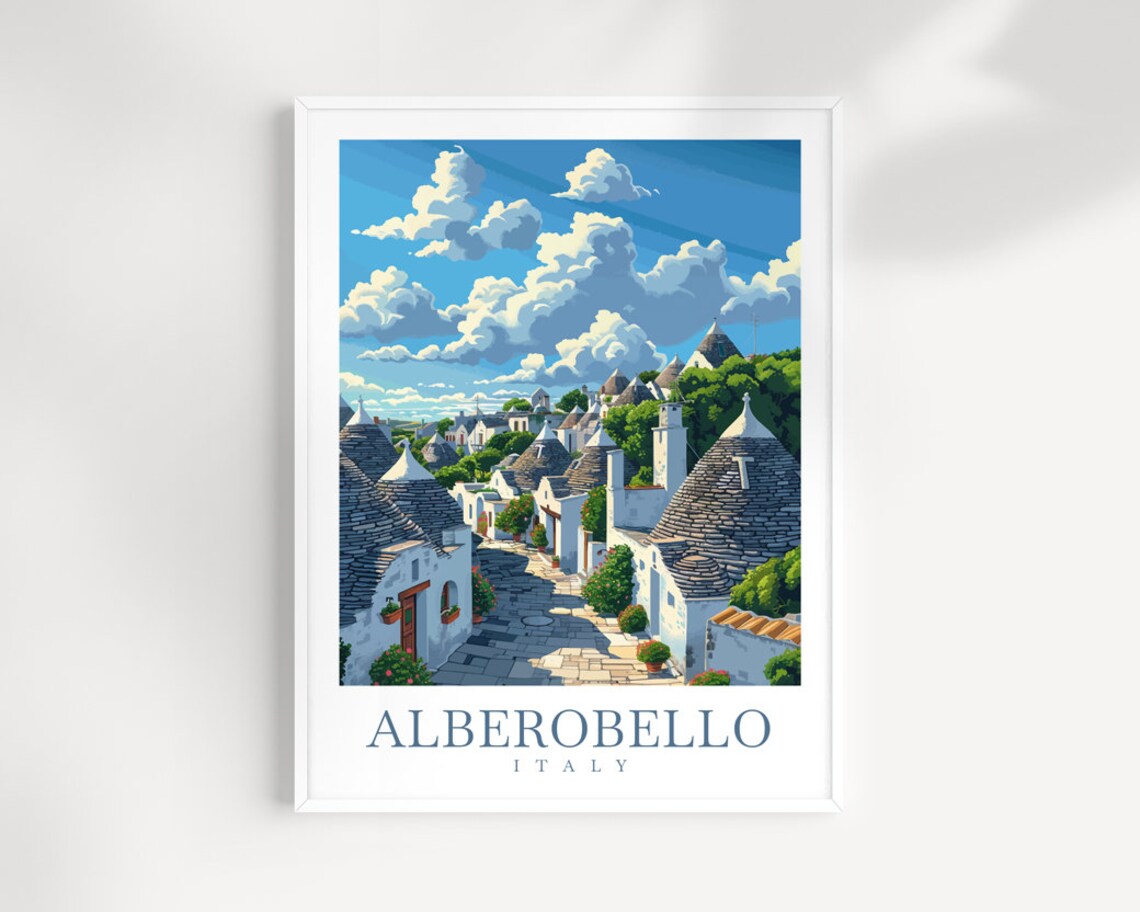 Alberobello Italy Trulli Cones Old Town Stone Lane Travel Poster