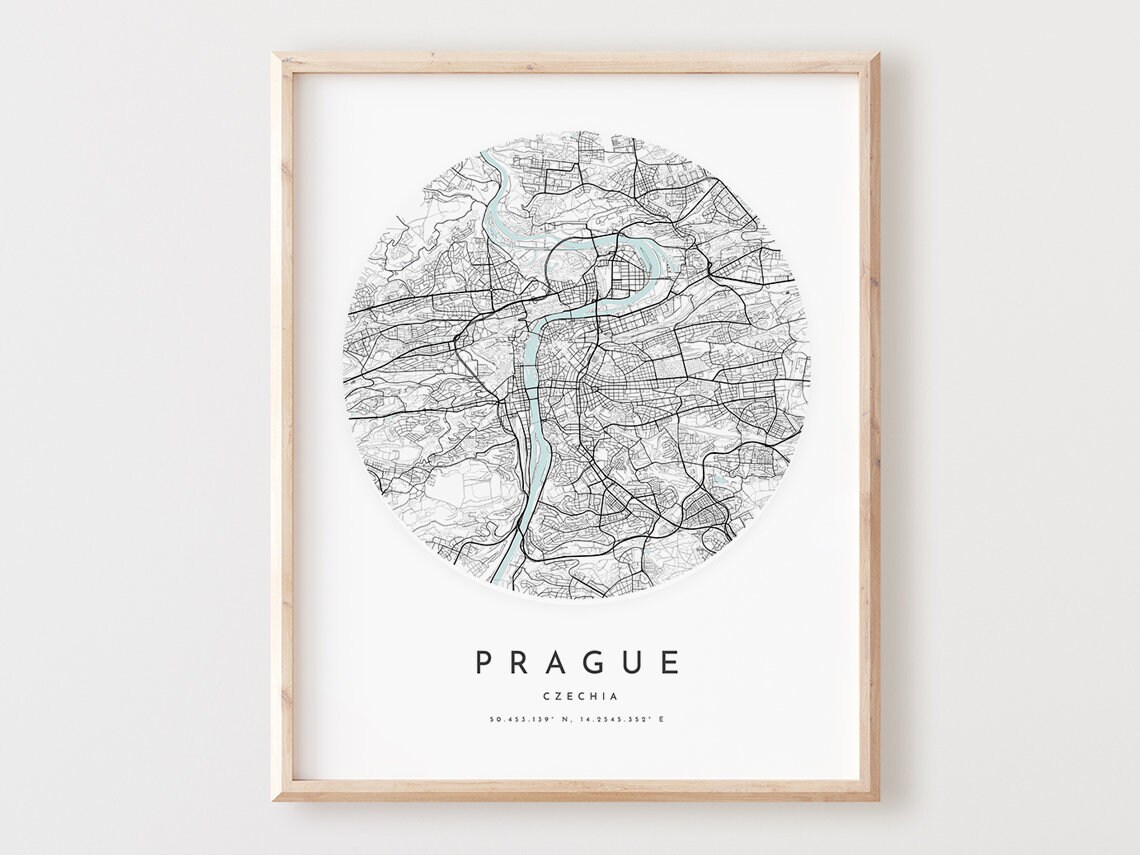 Prague Map Print City Street Art Poster