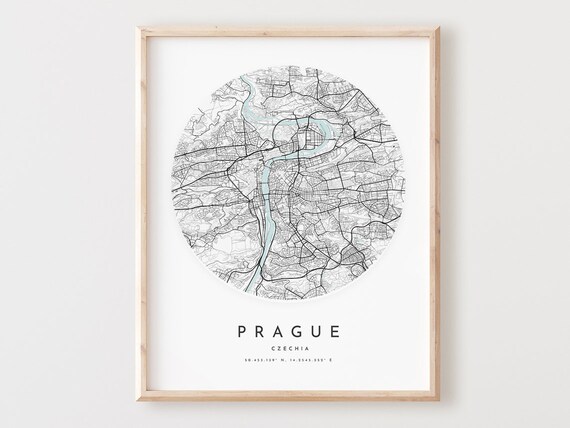 Prague Map Print City Street Art Poster