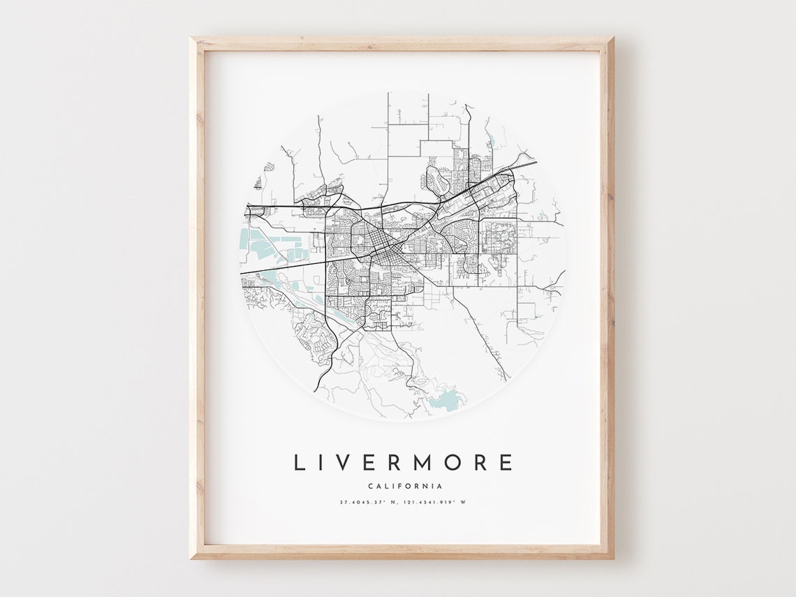 Livermore California Circular City Street Map Minimalist Art Poster