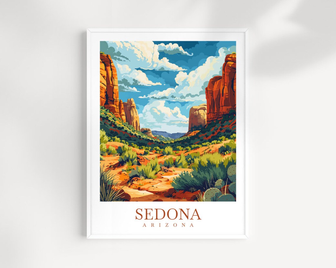 Sedona Arizona Red Rock Desert Canyon Landscape Travel Poster