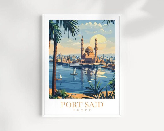 Port Said Travel Print Wall Art Egypt Wall Hanging Home Dcor Egypt Gift Art Lovers Port Said Art Lover Gift Egypt Print Egypt Art